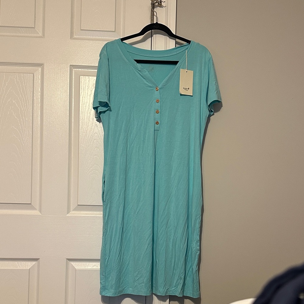 KYTE Teal Button-Front Dress